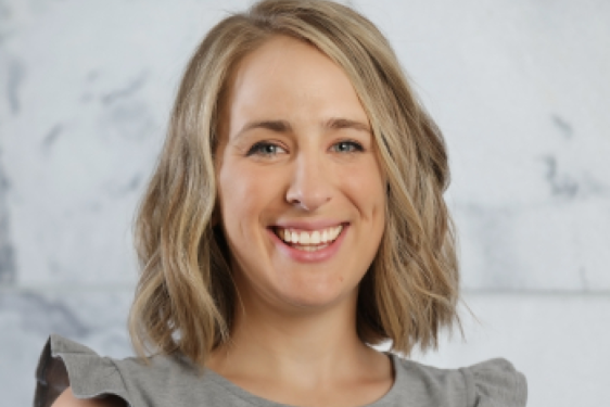 photo of woman, with graphic